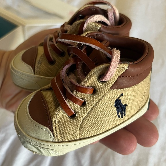 Polo Ralph Lauren baby Geffron mid trainer size 1 NEW - Picture 1 of 9